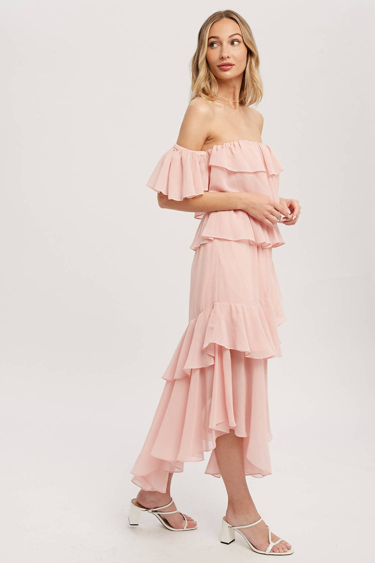 Chiffon Ruffle Midi Dress