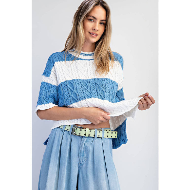 OVERSIZED WIDE STRIPE SWEATER TOP