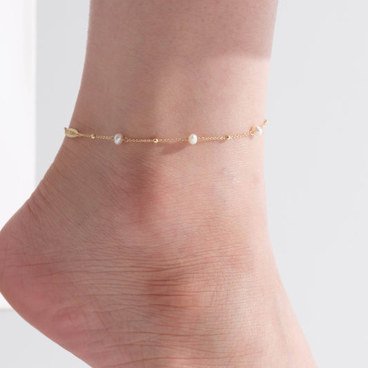 Nova Gold Plated Pearl Anklet