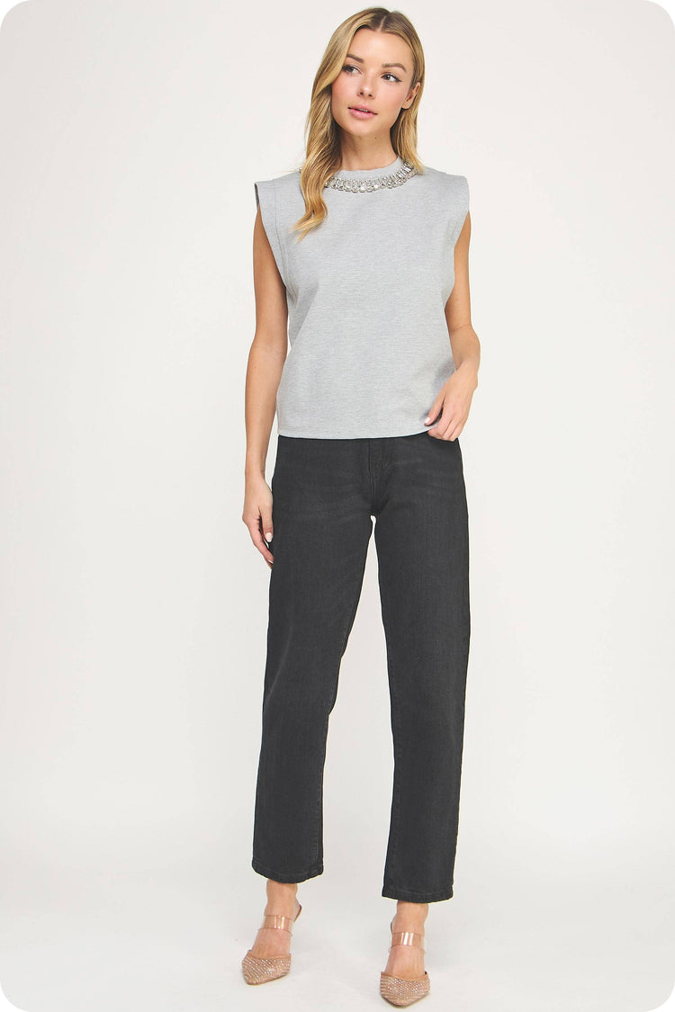 Embellishment Trim Knit Top