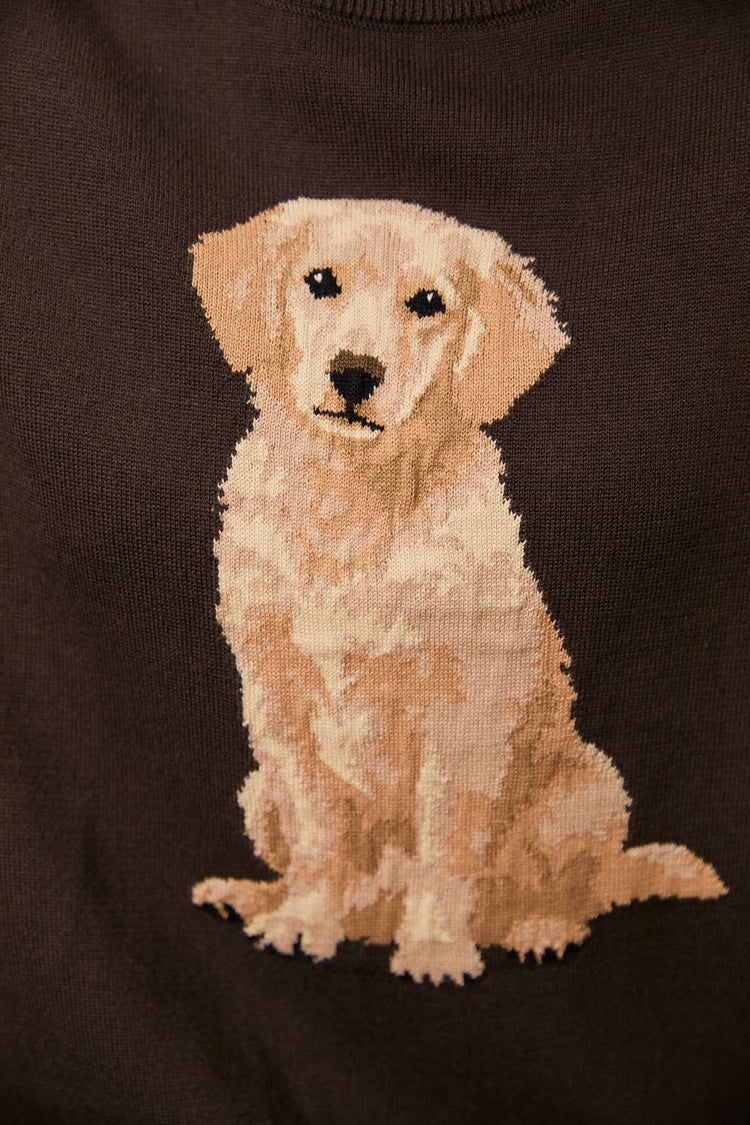 "GOLDEN RETRIEVER" DOG CREW NECK OVERSIZED SWEATER