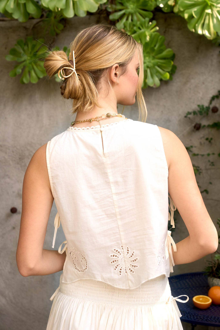 NAUTICAL EYELET SIDE TIE DETAIL SLEEVELESS TOP