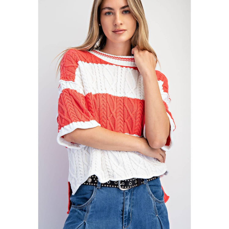 OVERSIZED WIDE STRIPE SWEATER TOP