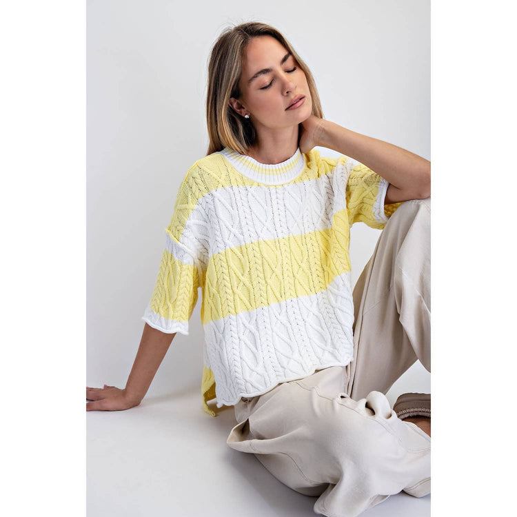 OVERSIZED WIDE STRIPE SWEATER TOP