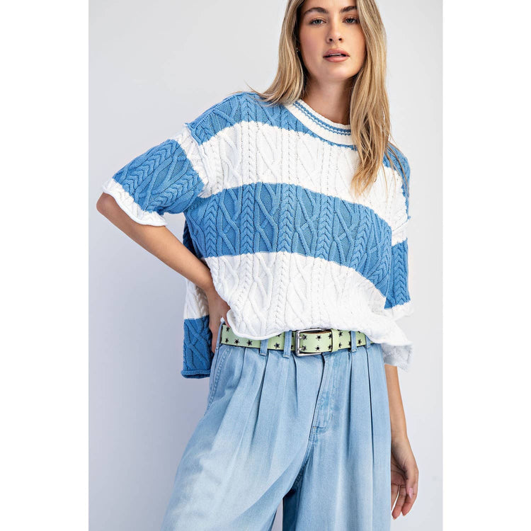 OVERSIZED WIDE STRIPE SWEATER TOP
