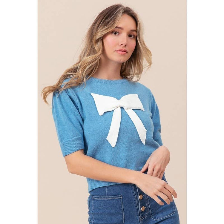 Puff Sleeve Bow Sweater