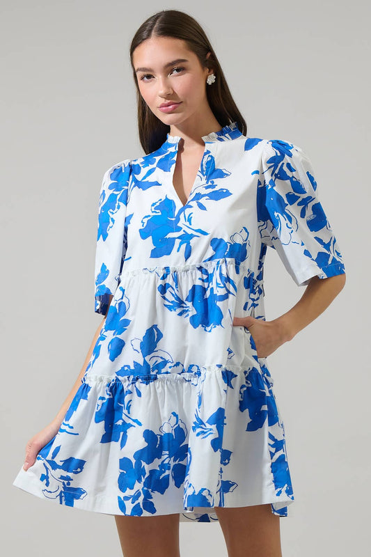 Aby Floral Dixie Split Neck Shift Dress