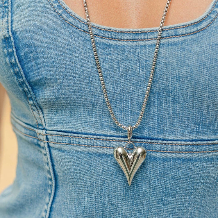 Long Or Doubled Up Elongated Bubble Heart Necklace