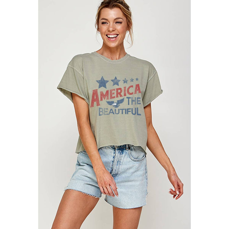 AMERICA THE BEAUYIFUL VINTAGE GRAPHIC CROP TOP