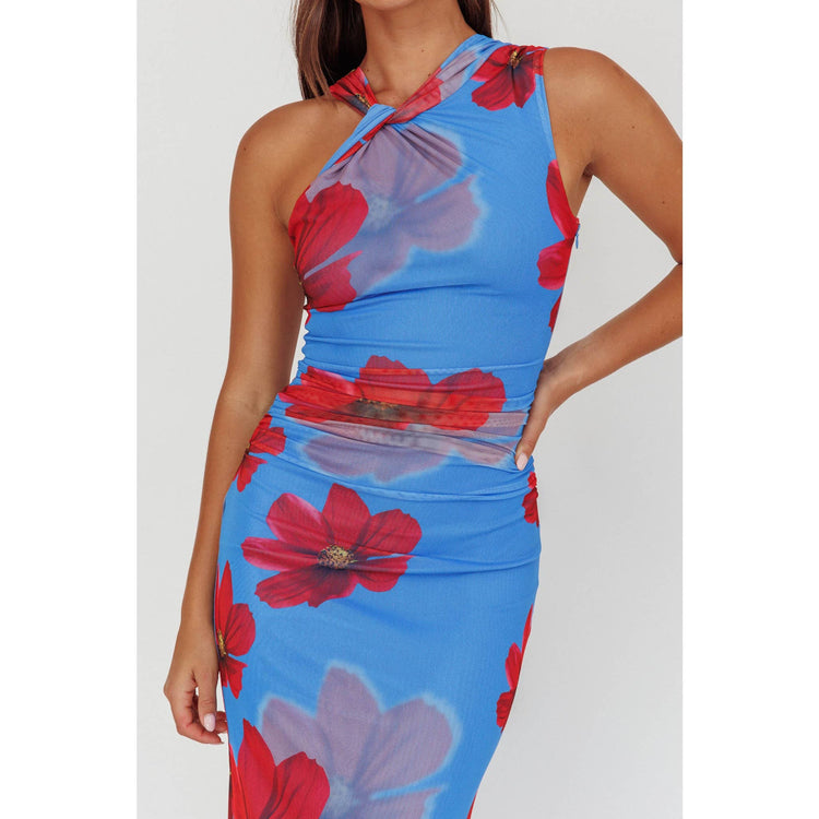 FLORAL HALTER MERMAID DRESS