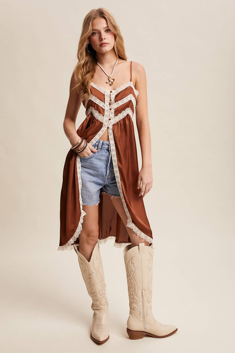 Lace Trim Maxi Cami Top