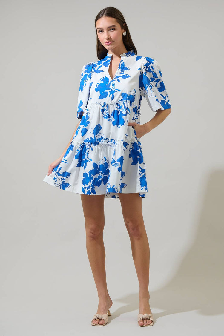 Aby Floral Dixie Split Neck Shift Dress