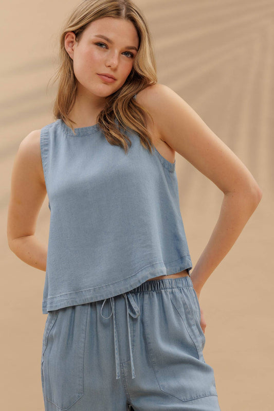 Button Detail Chambray Top