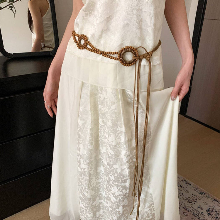 Beco - Brown Beaded Boho Belt - Y2K & Chic