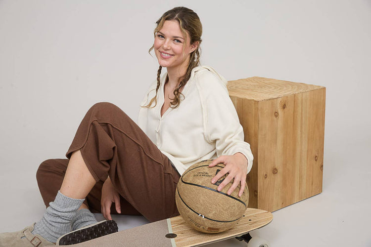 HOODED V NECK RAW EDGE LONG SLEEVE KNIT TOP