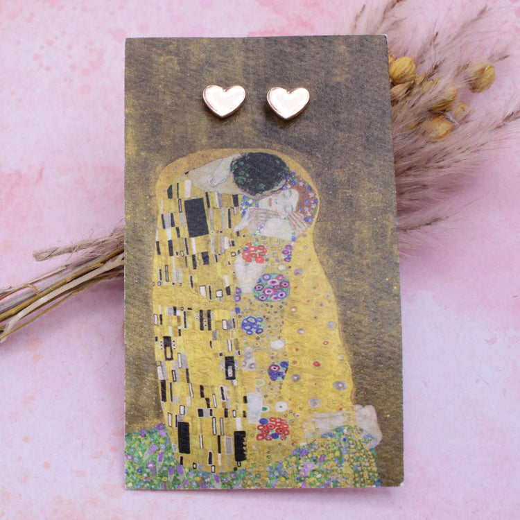 The Kiss Fine Art Gold Heart Earrings