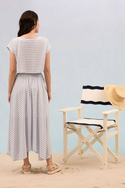 Stripe Boat Neck Crop Top