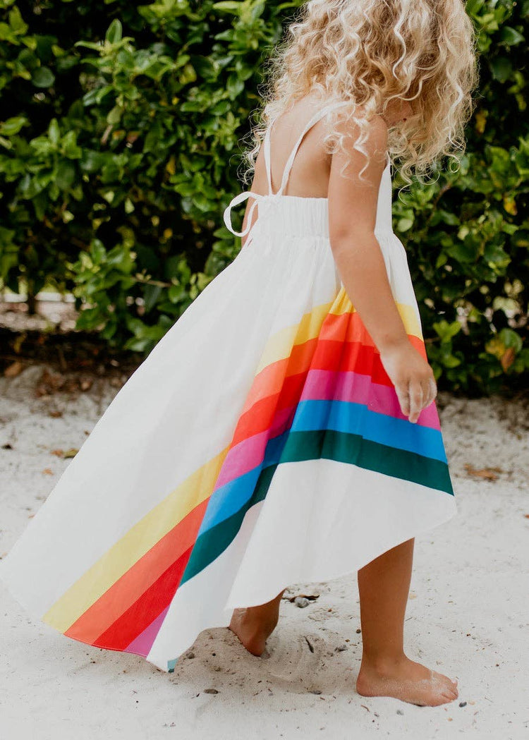 Kids Vivid Rainbow Halter Hi Lo Spring Summer Dress