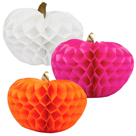 Pumpkin Honeycomb Decorations | Fall Décor | 3 Pack |