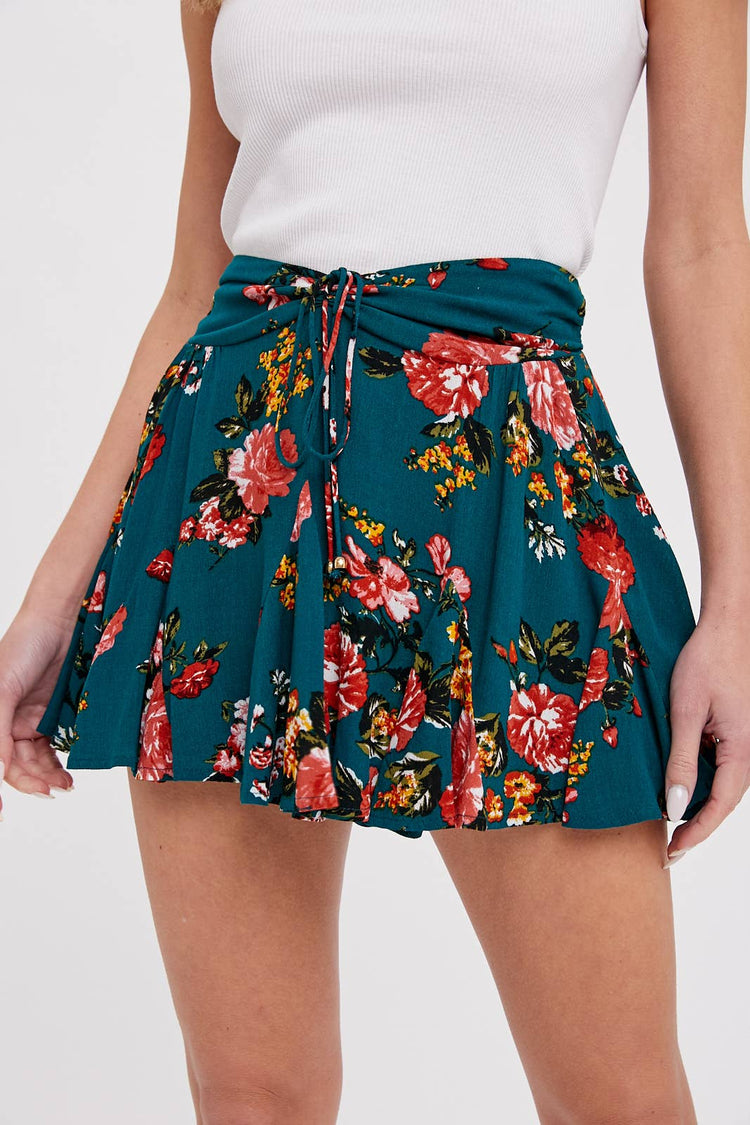 Floral Print Mini Skort