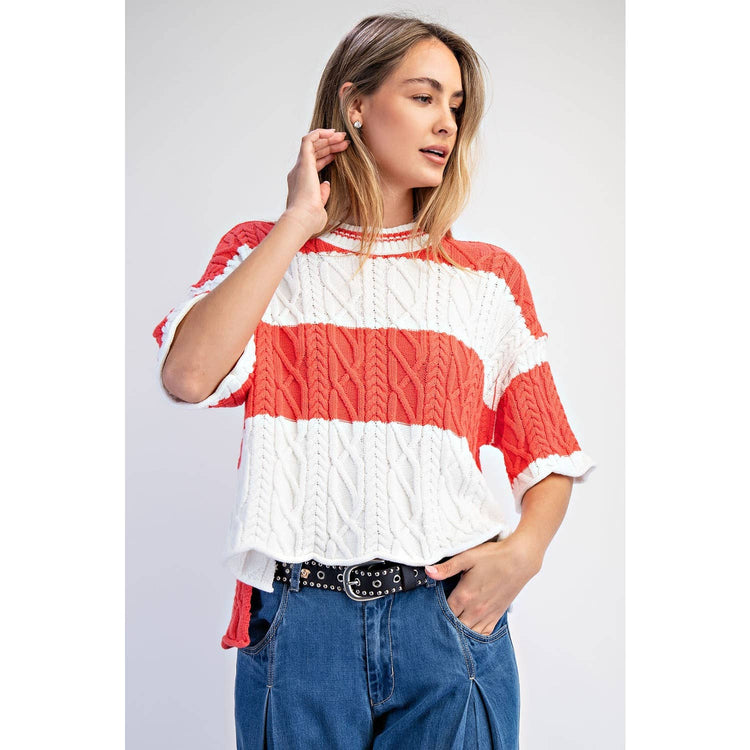 OVERSIZED WIDE STRIPE SWEATER TOP