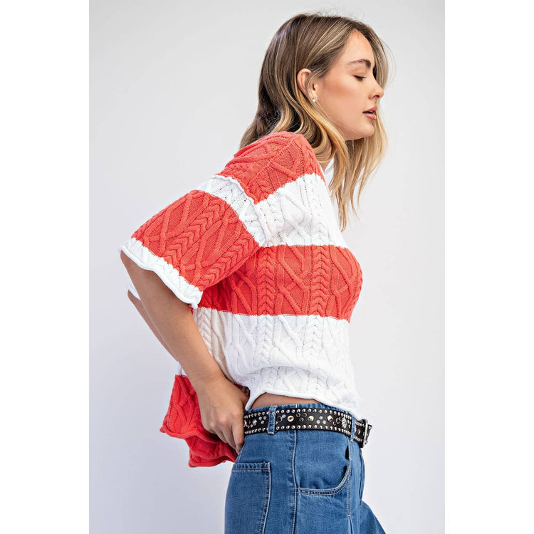 OVERSIZED WIDE STRIPE SWEATER TOP