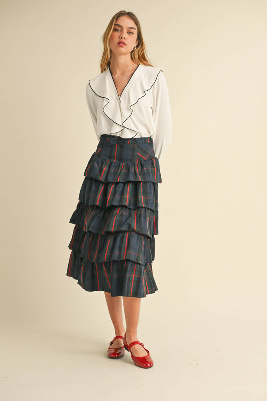 Plaid Tiered Skirt