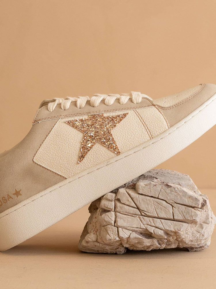 The Liberty Beige | Glitter Star Sneaker