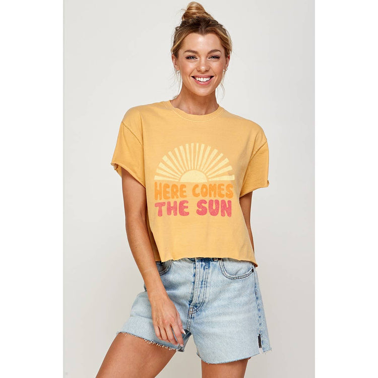 HERE COMES THE SUN   GRAPHIC CROP TOP