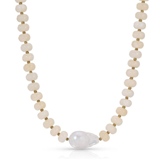 Stone Necklace with Baroque Pearl