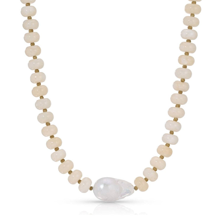 Stone Necklace with Baroque Pearl