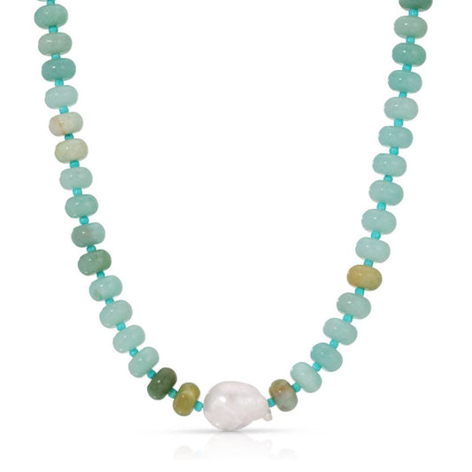 Stone Necklace with Baroque Pearl