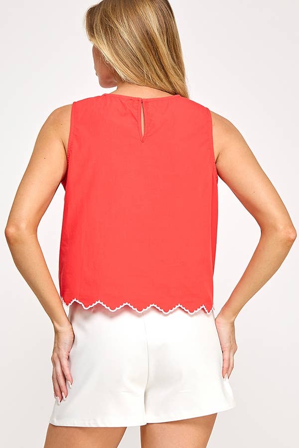Floral Embroidery Sleeveless Top