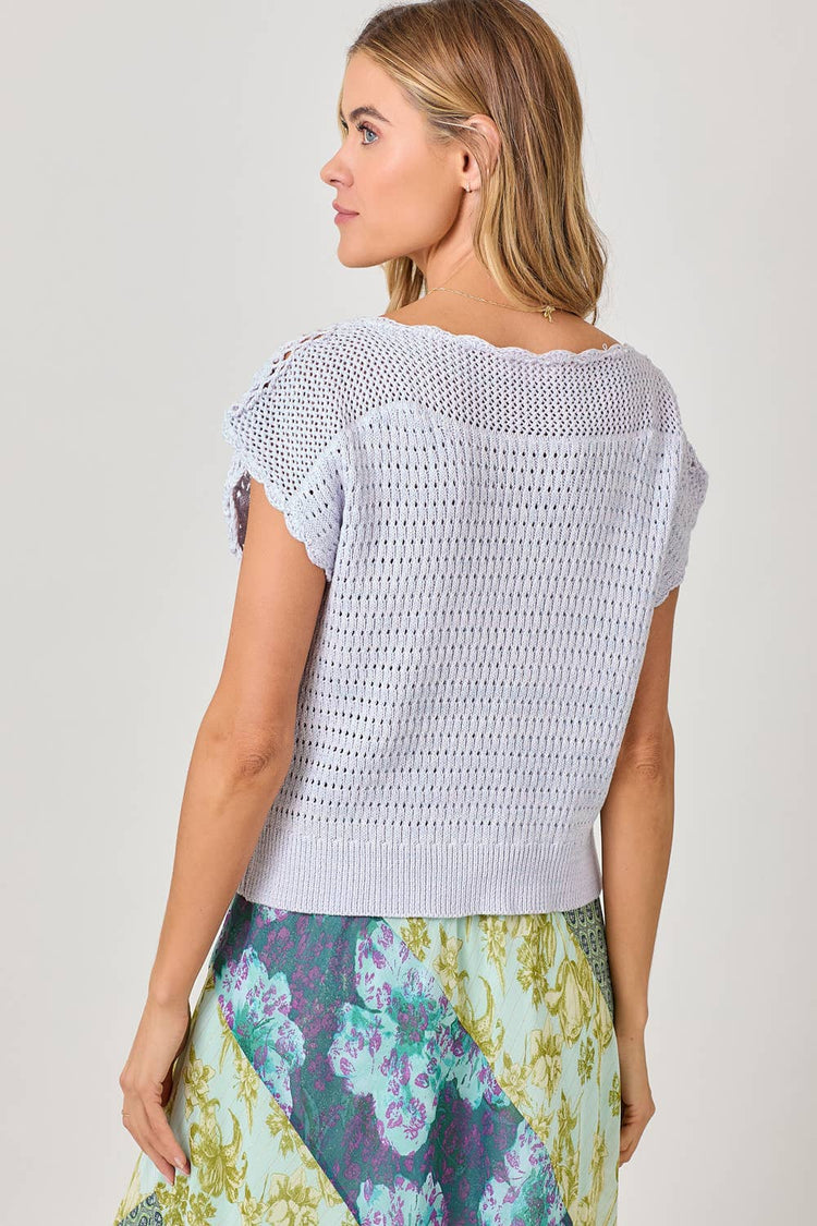 Floral Yoke Crochet Sweater