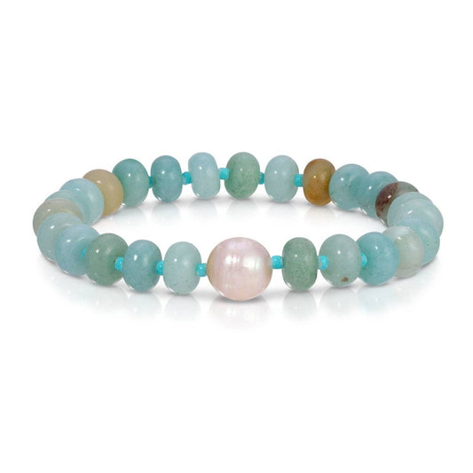 Stone Bracelet with Large Baroque Pearl