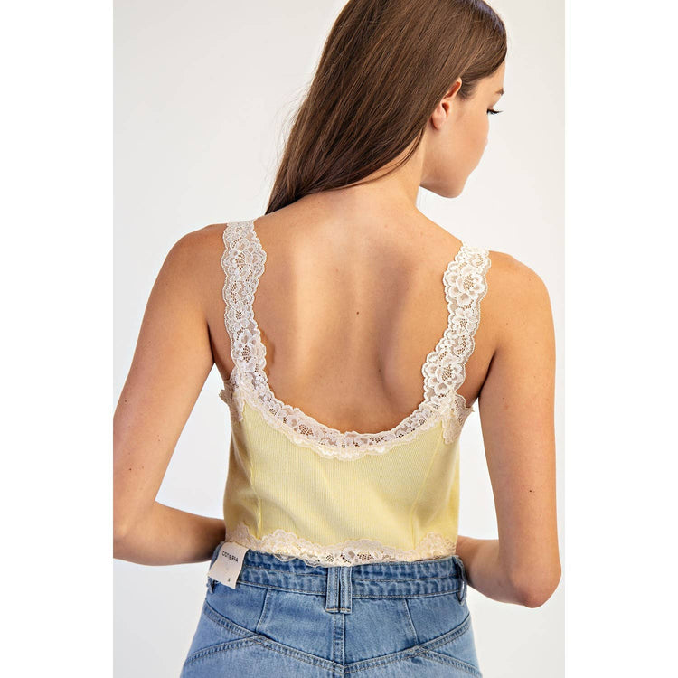 SLUB WITH LACE TANK TOP