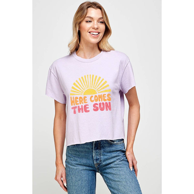 HERE COMES THE SUN   GRAPHIC CROP TOP