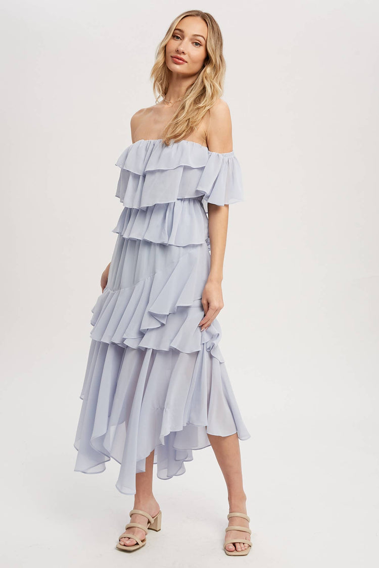 Chiffon Ruffle Midi Dress