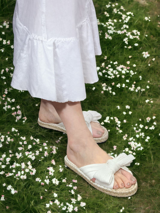 Cameron Pleated Fabric Bow Espadrille Sandal