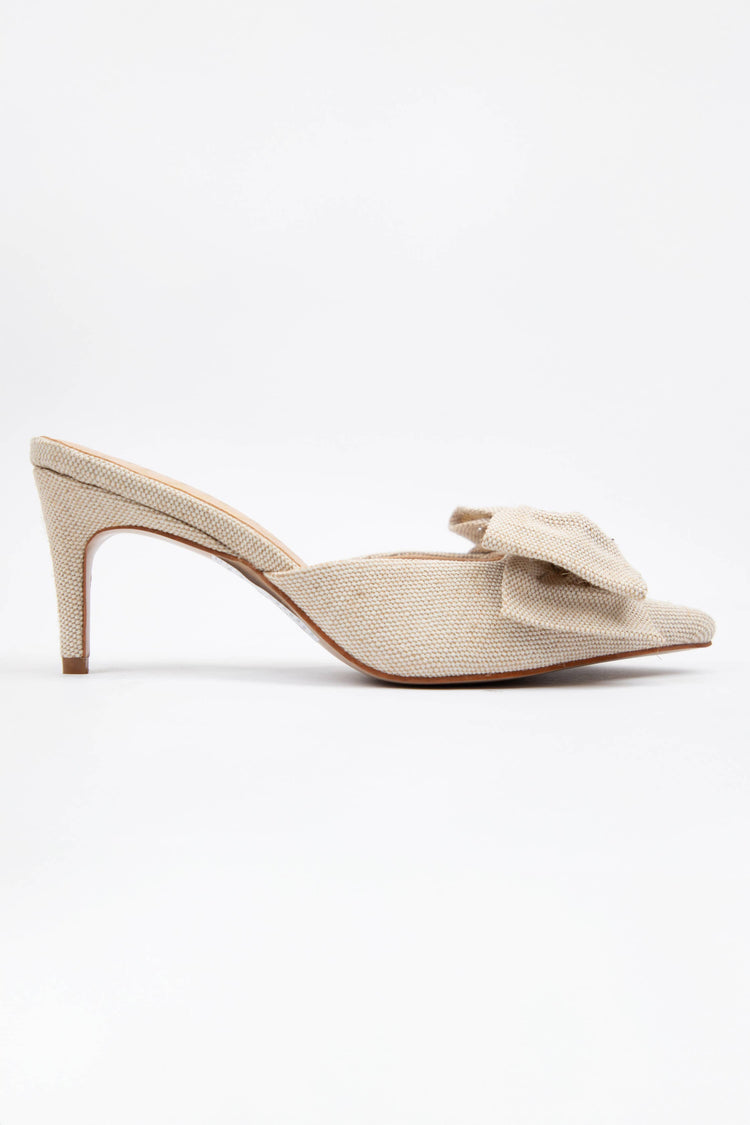 CAROL BIG BOW ON POINTED-TOE KITTEN HEEL