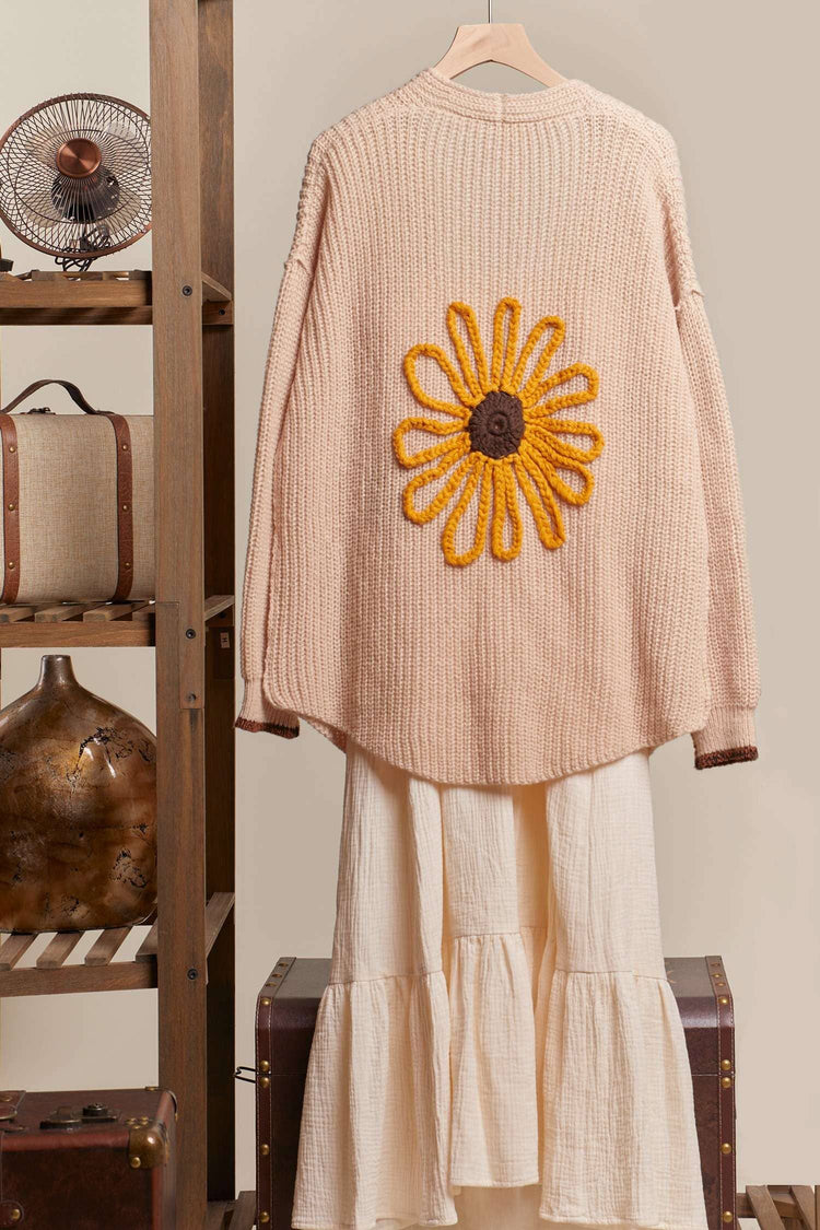 Sunflower Embroidered Cardigan