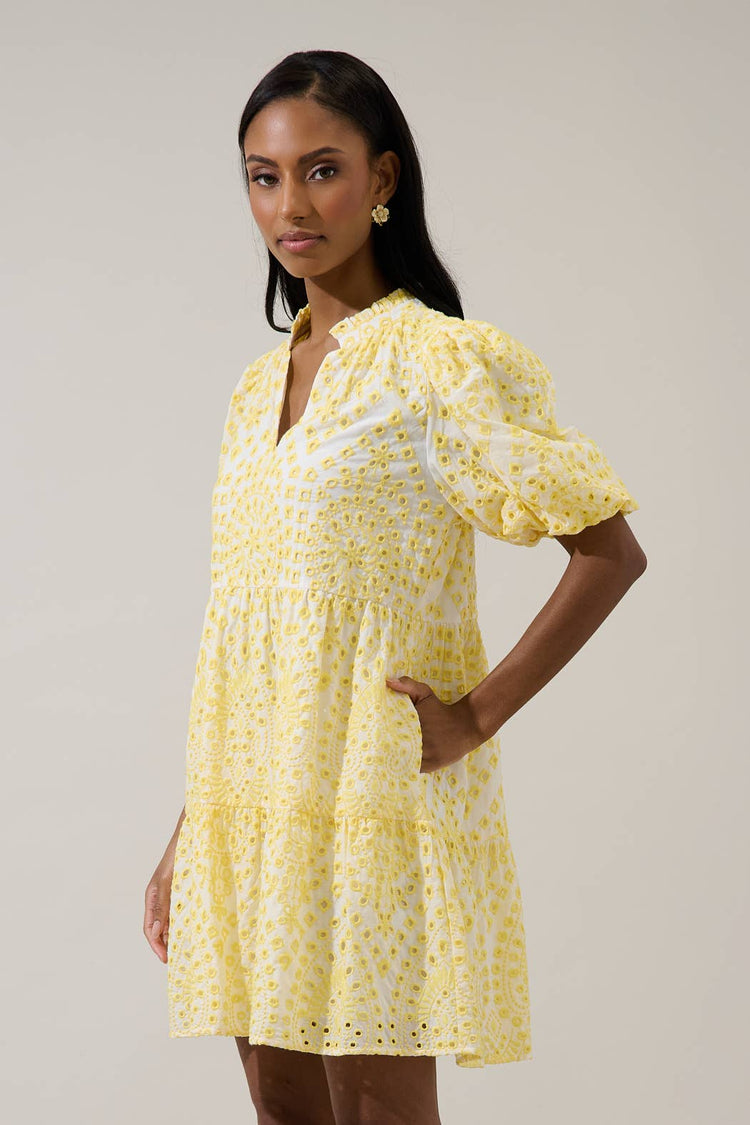 Shayla Eyelet Jacey Babydoll Mini Dress