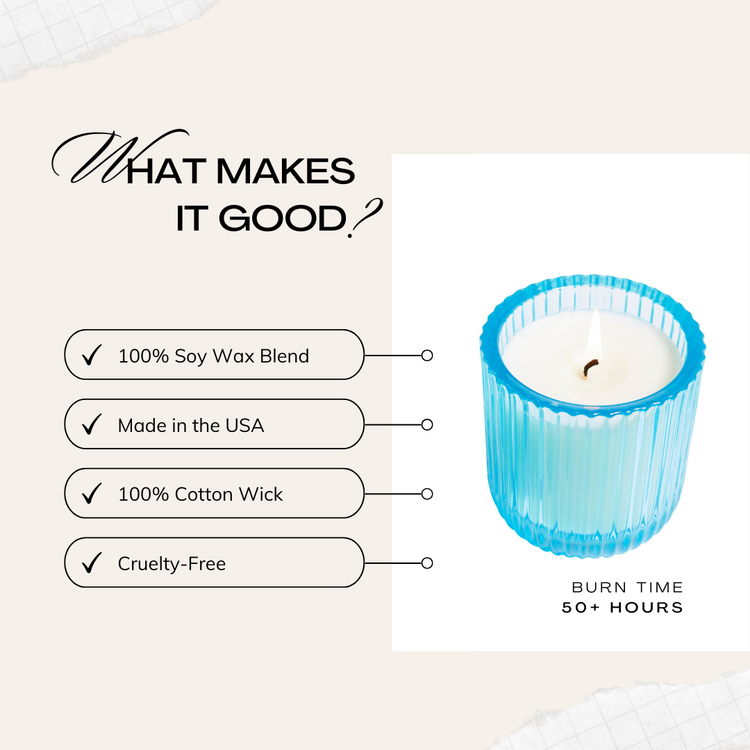 Sea Salt 1 Wick Colored Glass Candle 8oz Ctn.6