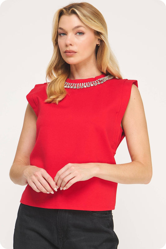 Embellishment Trim Knit Top