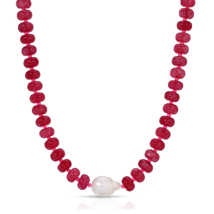 Stone Necklace with Baroque Pearl