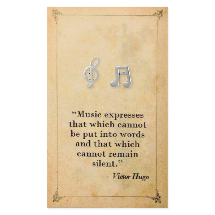 Literary Quotes Silver Music Notes Post Earrings