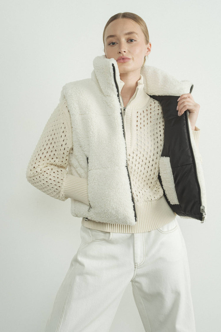 HOLIDAY REVERSIBLE SHERPA COZY VEST