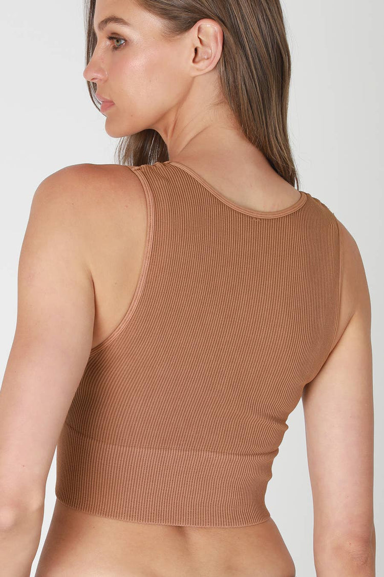 Vintage Plunge V-Neck Seamless Crop Top