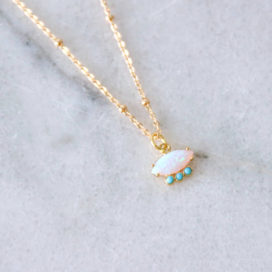 Opal and Turquoise Evil Eye Necklace