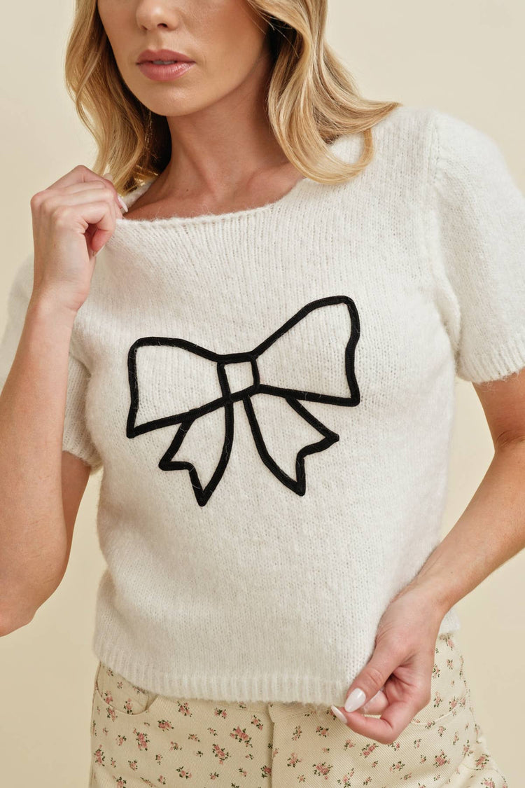 Bow Knit Sweater Top